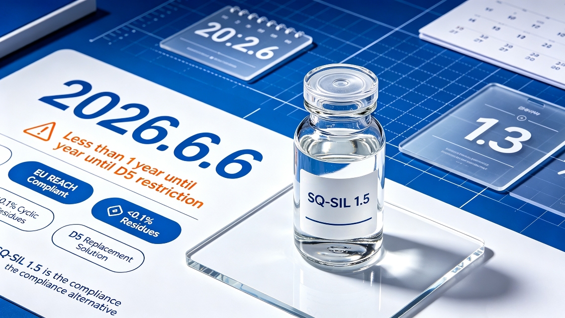 SQ-SIL 1.5 (Dimethicone 1.5cst) – Low Viscosity D5 Substitute with <0.1% Cyclic Residues, EU Compliant, Light Skin Feel